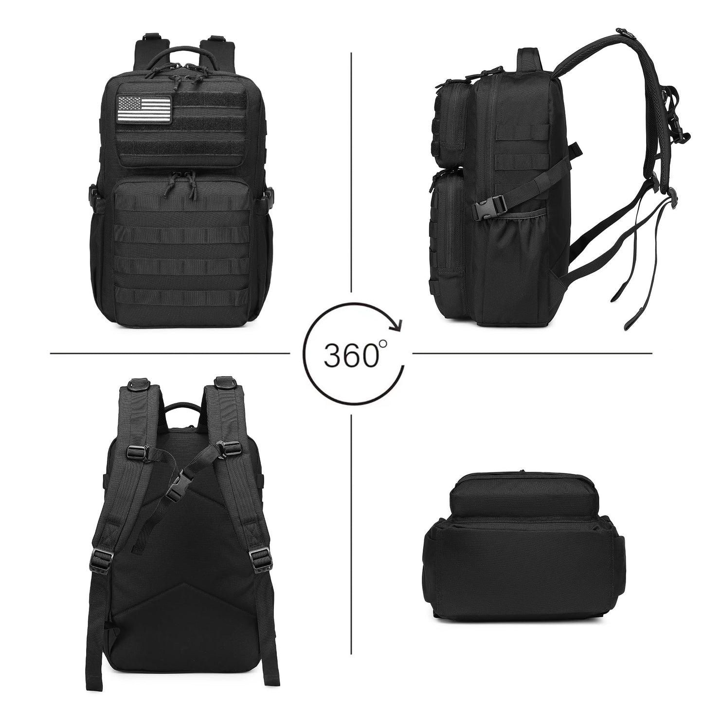 Wotony Military Tactical Backpack for Men Waterproof Daypack 3 Day Assault Pack Molle Bag with