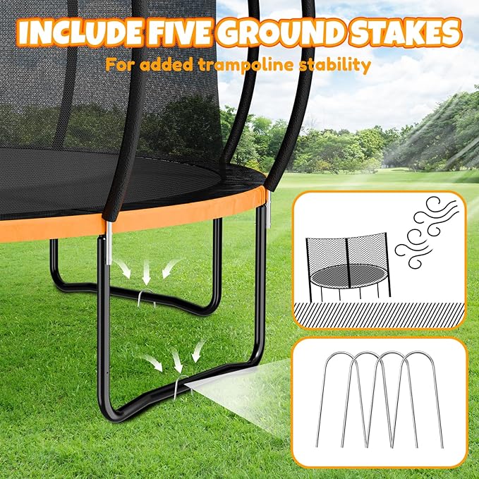 14FT & 16FT Trampoline for Kids & Adults, Big Round Trampoline with Basketball Hoop, Sprinkler & ASTM Certified