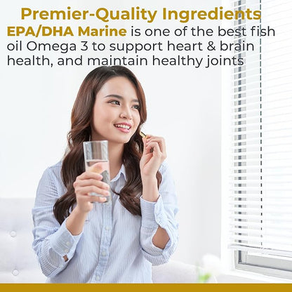 Premier Research Labs EPA DHA Marine Softgels - Omega 3 Fish Oil, EPA DHA Omega 3 Supplement, Fatty Acids for Women & Men, Natural - 90 Softgel Capsules