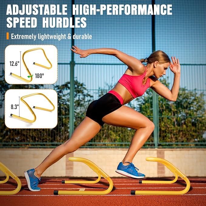 Agility Ladder, Speed Training Equipment Set, 20ft Agility Ladder, 12 Soccer Cones, 4 Hurdles, Jump Rope, Running Parachute, Basketball Football Soccer Training Equipment for Kids, Youth, Adults