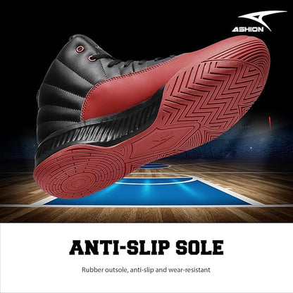 ASHION Mens Basketball Shoes High Top Streetball Lightweight Outdoor Sneakers Cushioning Shoes for Sport Athletic Fitness