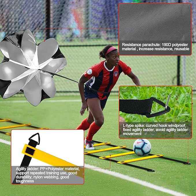 24Pcs Soccer Agility Training Equipment Set Ultimate Agility Poles Cones Ladder More for Quick Assembly and Easy Portability Suitable for All Skill Levels Enhance Speed Agility Training