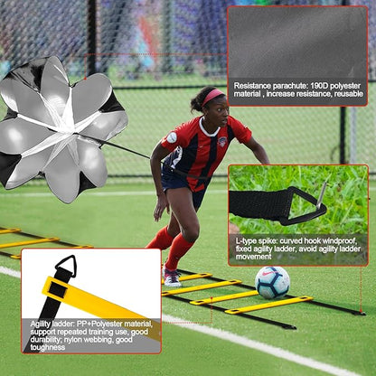24Pcs Soccer Agility Training Equipment Set Ultimate Agility Poles Cones Ladder More for Quick Assembly and Easy Portability Suitable for All Skill Levels Enhance Speed Agility Training