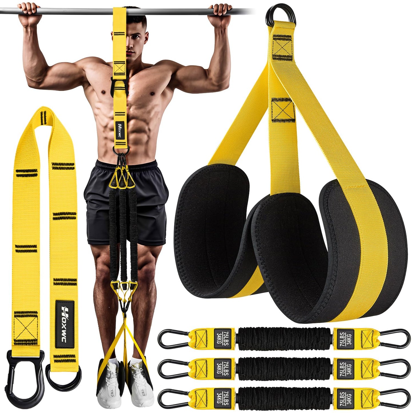 HOXWC Pull Up Assistance Bands, Adjustable Heavy Duty Resistance Band for Pull Up, 3 Pull Up Bands