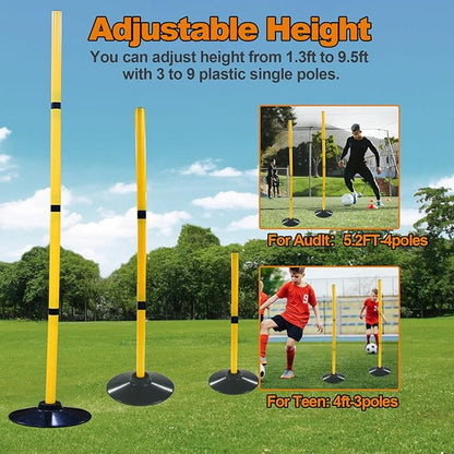 Soccer Training Agility Poles Agility Pole Accessory Soccer Pole Slalom Poles，Football Soccer Sport Speed Training Equipment with Rubber Base