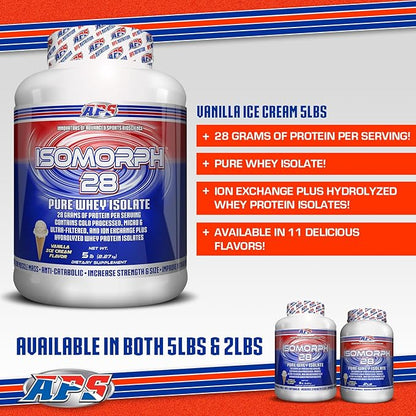 APS Nutrition Isomorph 28 Protein Powder | Pure Whey Isolate | Cold Pressed, Ultra- Filtered, & Ion Exchange Isolates | 28g Protein | 5 Pound (Vanilla Ice Cream)