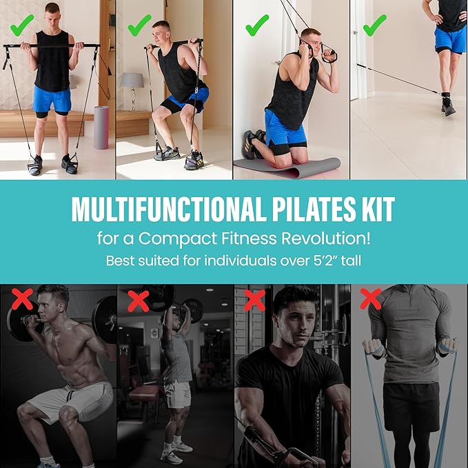 Upgraded Pilates Bar Kit ??39??Adjustable Exercise Equipment for Men, Women with 6X 20, 30, 40 lbs Resistance Bands with Adjustment Buckle ??Pilates Equipment for Home Workouts for All Fitness Levels