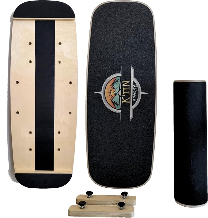 Kiin Balance Board Trainer, adjustable stoppers ??Indo Board, Balancing Board for Surfing, Core Training, Wobble Board for Skateboarding, Surfing, Skating, Yoga and Fitness.