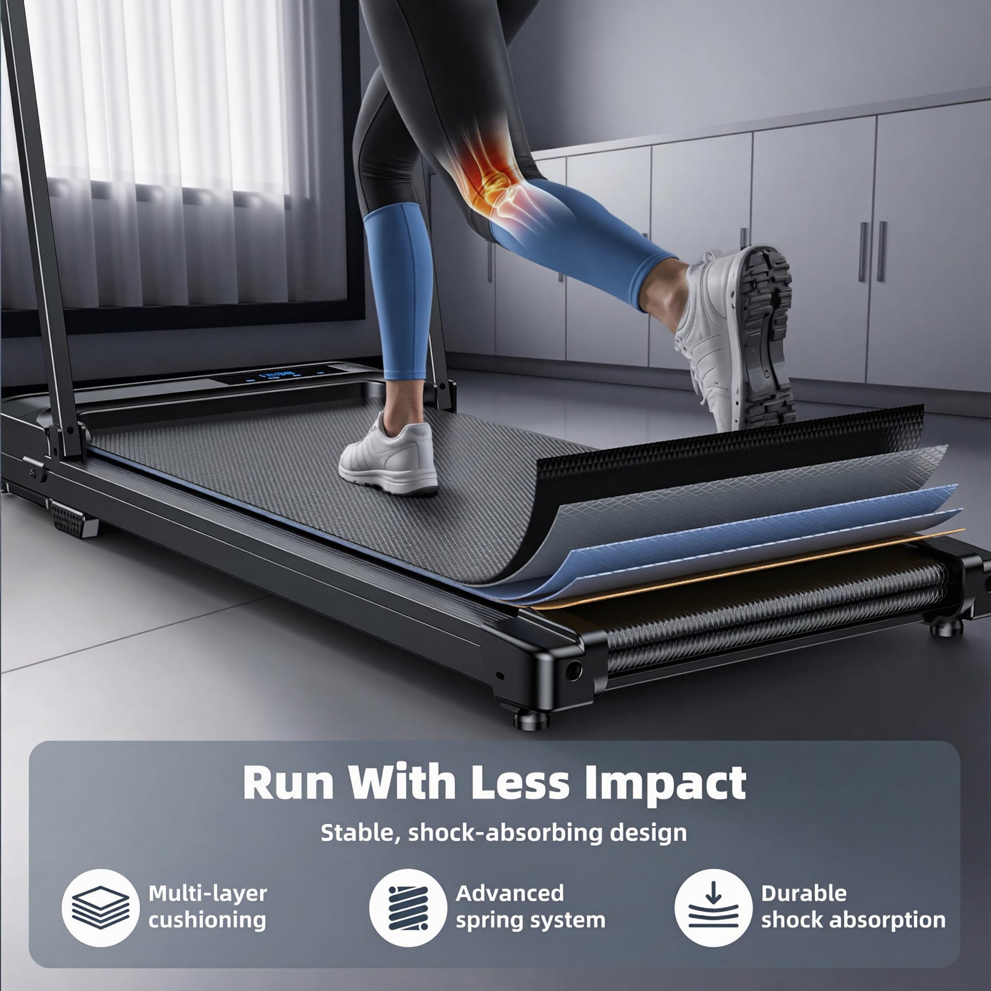 Walking Pad Treadmill for Home - Folding Treadmills with Handle Bar Portable Compact Fold up Indoor