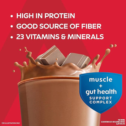 Atkins Strong High Protein Shake, Milk Chocolate Flavored, 30g Protein, Low Carb and Low Sugar Shake, Keto Friendly, Gluten Free, Muscle and Gut Health Support Complex, 12 Count