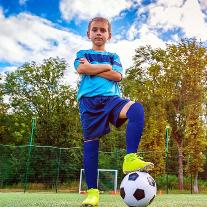 Youth Soccer Shin Guard Socks, Built-in Protective Pads, Kids Knee High Football Athletic Team Socks for Boys Girls