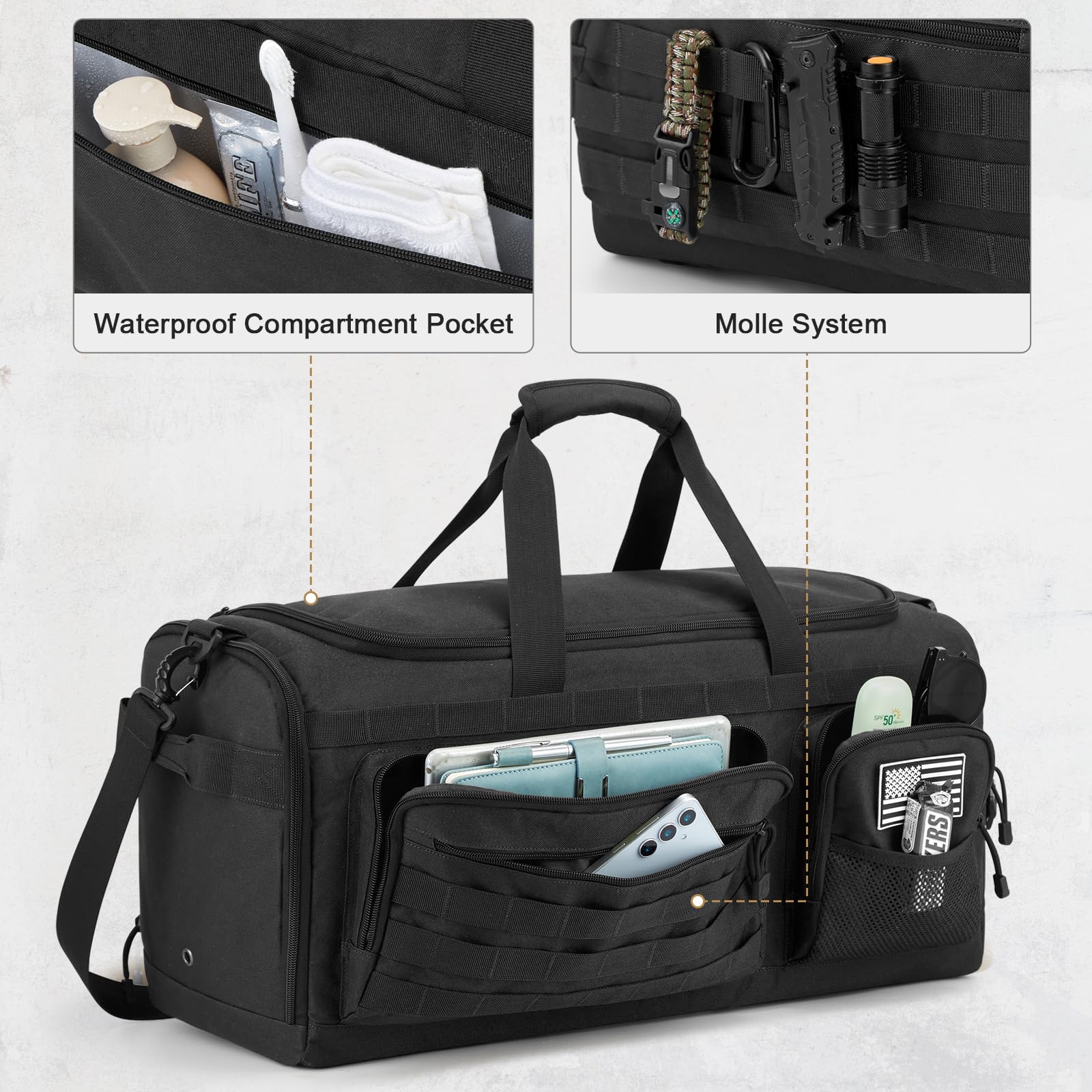 G4Free 3-in-1 Duffle Bag Travel Gym Sports, Large Tactical Duffel Backpack