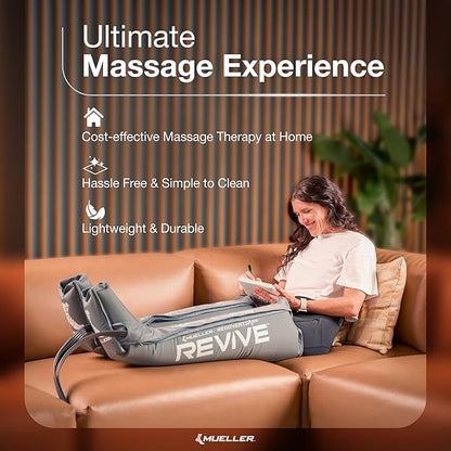 MUELLER Sports Medicine REVIVE M2 Professional Air Compression Boot ??Advanced Recovery System ??Targeted Leg, Knee, Calf, and Foot Massage and Circulation Therapy for Athletes