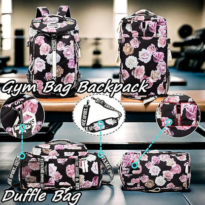 Gym Duffle Bag Backpack with Shoe Compartment,4 ways Travel Backpack for Women and Men,Multi-Functional Weekender bag with Waterproof Layer&Laptop Compartment for Fitness, Travel,Camping