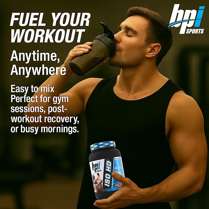 BPI Sports ISO HD Isolate Protein Powder ??100% Whey Isolate, Protein Powder for Muscle Gain - Chocolate Brownie - 1.6 Lb - 23 Servings