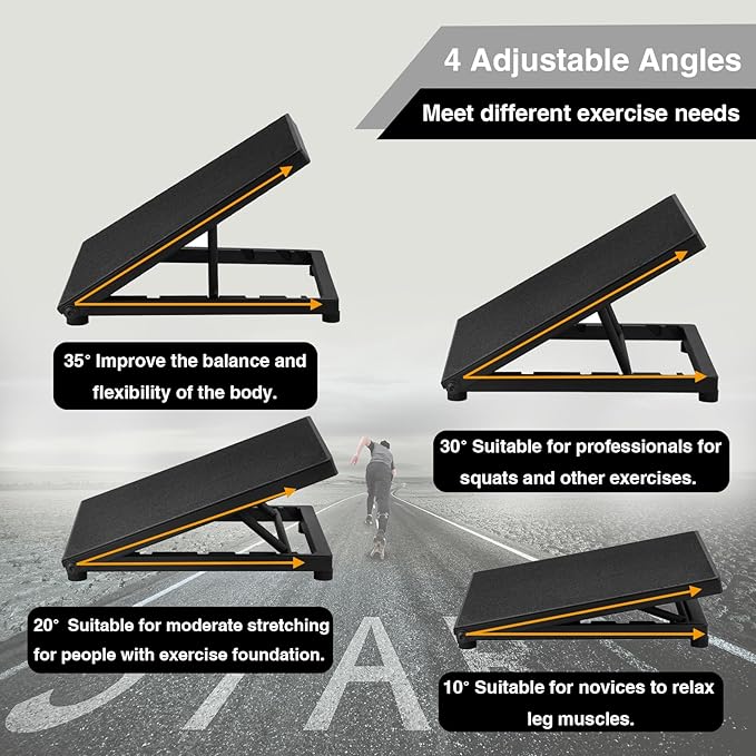 Professional Steel Slant Board Calf Stretcher Adjustable Balance Board with Non-Slip Surface for Ankle and Foot Stretching