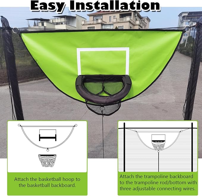 Trampoline Basketball Hoop, with Pump and 4 Mini Balls, Easy to Install, Universal Trampoline Accessories, Trampolines Basketball for Dunking