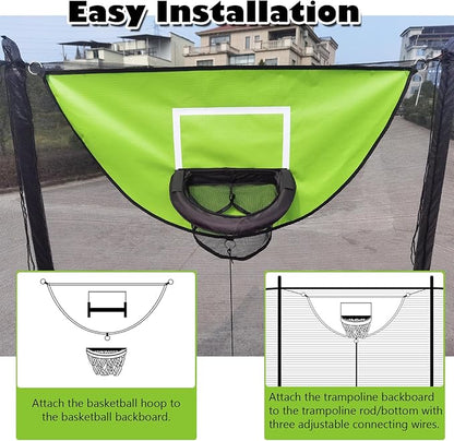 Trampoline Basketball Hoop, with Pump and 4 Mini Balls, Easy to Install, Universal Trampoline Accessories, Trampolines Basketball for Dunking