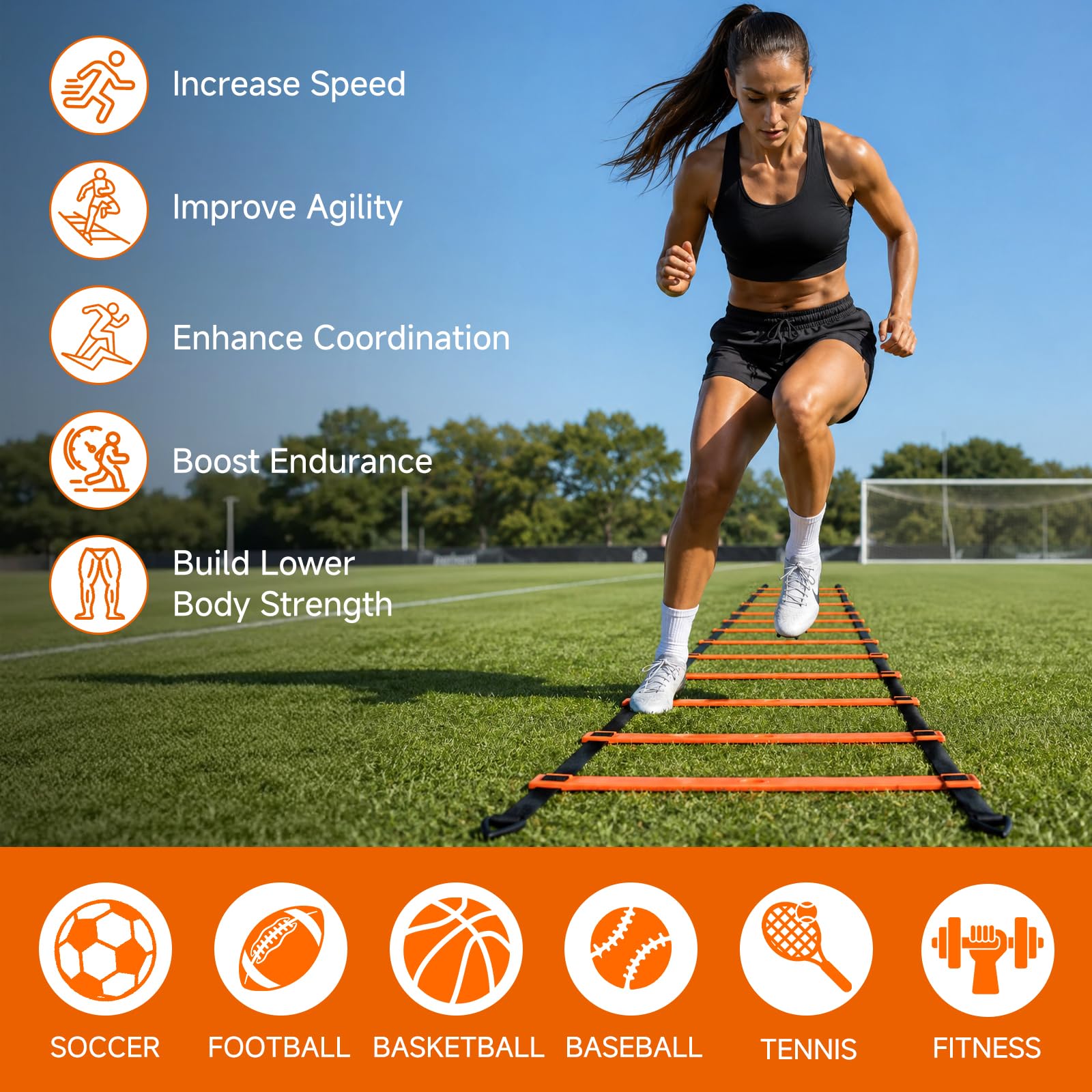 Agility Ladder, Soccer Football Training Equipment Agility & Speed Training