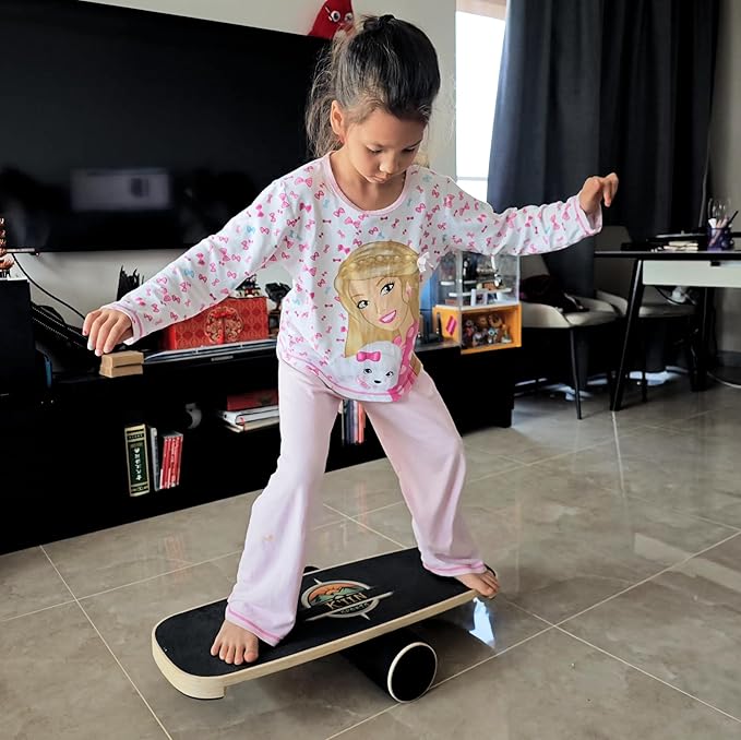 Kiin Balance Board Trainer, adjustable stoppers ??Indo Board, Balancing Board for Surfing, Core Training, Wobble Board for Skateboarding, Surfing, Skating, Yoga and Fitness.