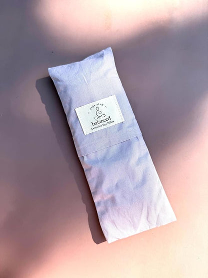 BYS Weighted Lavender Eye Pillow, Organic Cotton Fabric, Grey and White, with Travel Pouche