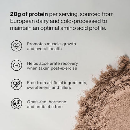 Momentous Essential Grass-Fed Whey Protein Powder - 20 g Whey Isolate Protein - NSF Certified for Sport - Gluten-Free - 24 Servings for Everyday Use - Chocolate - Package May Vary