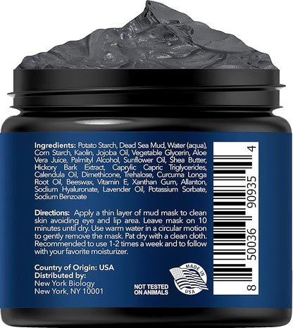 New York Biology Dead Sea Mud Mask for Face and Body | with Turmeric Oil | Spa Quality Pore Refiner for Oily Skin | Natural Skincare for Women & Men | Tighten Skin for A Healthier Complexion | 4 oz