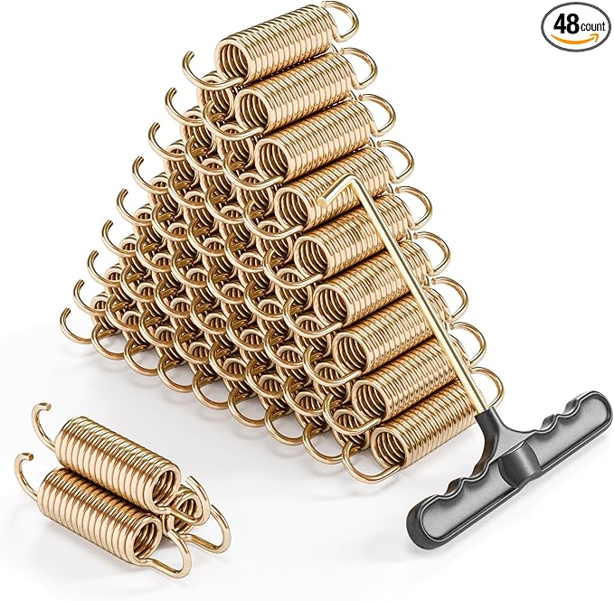 Trampoline Springs Heavy Duty with Swivel & Straight Hooks, Stainless Steel Trampoline Accessories Ideal Spring Replacement, Includes T-Hook Tool