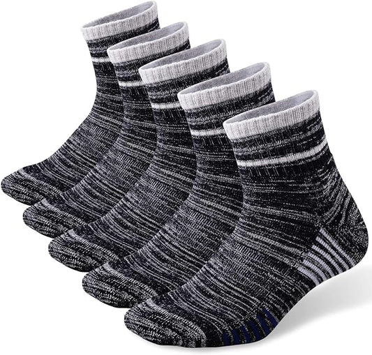 FEIDEER Men's Walking Hiking Socks, Wicking Cushion Quarter Crew Socks for Mens Outdoor Sports