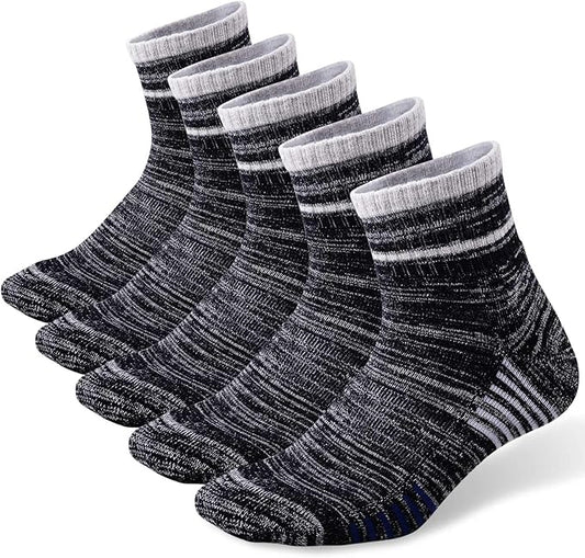 FEIDEER Men's Walking Hiking Socks, Wicking Cushion Quarter Crew Socks for Mens Outdoor Sports