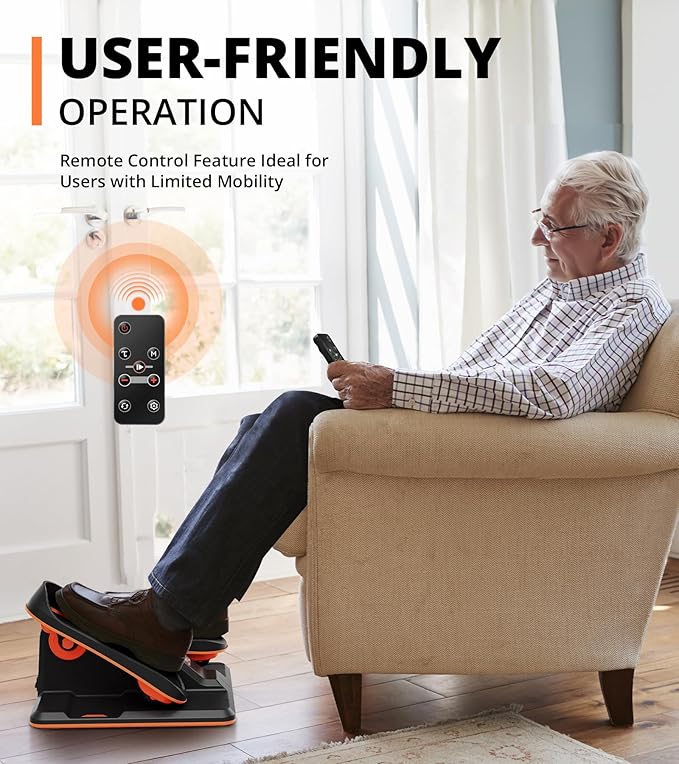 Under Desk Elliptical, Electric Ellipse Leg Exerciser While Sitting for Seniors Adults, Portable Elliptical Machine with LCD Display, Remote Control, Anti-Slip Mat