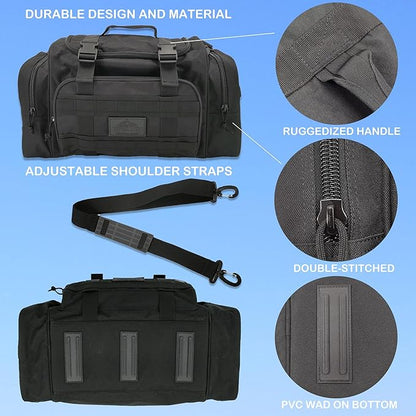 Duffel Bag – Heavy Duty Tactical Gym Bag for Men, Splashwater-Proof Weekender Travel Bag for Basketball, Football, Soccer, Hiking, and Hunting (Black)