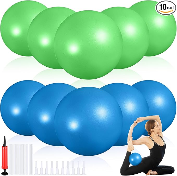 Aoriher 10 Pieces 9 Inch Exercise Pilates Ball Yoga Therapy Core Ball for Yoga Stability Barre Training Stretching Physical Posture Training Gym