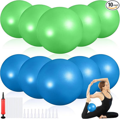 Aoriher 10 Pieces 9 Inch Exercise Pilates Ball Yoga Therapy Core Ball for Yoga Stability Barre Training Stretching Physical Posture Training Gym