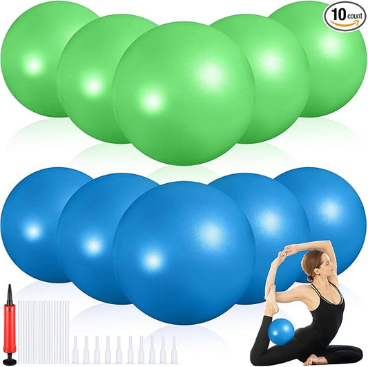 Aoriher 10 Pieces 9 Inch Exercise Pilates Ball Yoga Therapy Core Ball for Yoga Stability Barre Training Stretching Physical Posture Training Gym