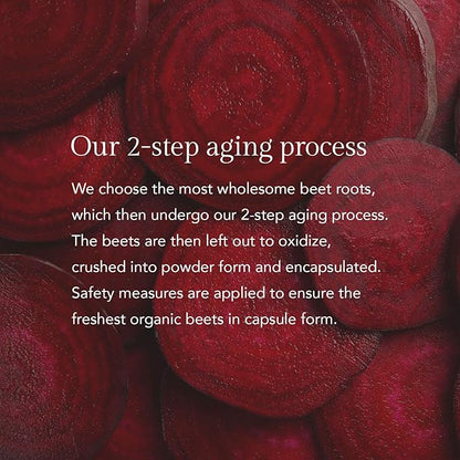 Aged Beet Root Capsules - Beet Pills for Stamina - Organic Beet Root Powder - Nitric Oxide Supplement - Nitrate No Sugar - 30 Capsules - Beet Root Supplement - Super