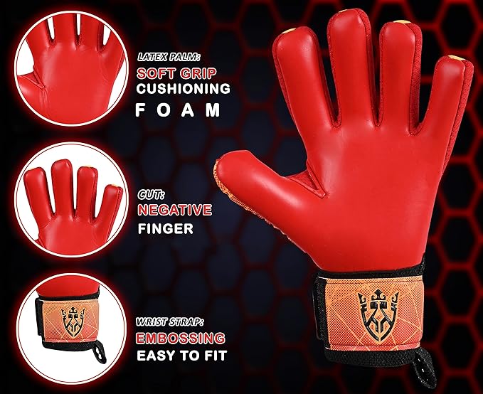 Soccer Goalie Goalkeeper Gloves for Kids Boys Youth & Adult,Latex Strong Grip Palms with Removable Finger Spines Protection Children Football Gloves for Training/Match(Sizes 5-10,6 Styles)