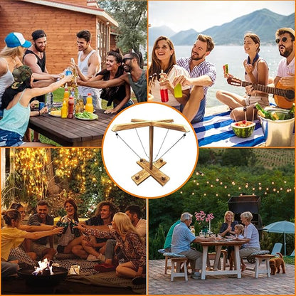 Hook and Ring Game, Large Ring Toss Game for Adults, Tabletop Games, Wooden Interactive Game for Family, Party,Bar