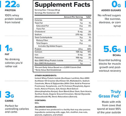 LEGION Whey+ Protein whey Isolate from Grass Fed Cows - Whey Protein Isolate Powder Low Calorie, Non-GMO, Sugar Free, Lactose and Gluten Free, All Natural Protein Powder for Men & Women (30 Servings)