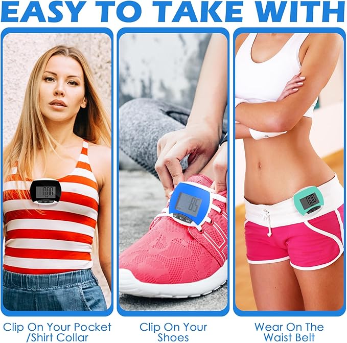 9 Pcs Simple Pedometers Bulk for Walking Steps and Miles Walking Step Counters with Calories Burned Portable Clip Step Tracker for Seniors Man Women Jogging Hiking Running