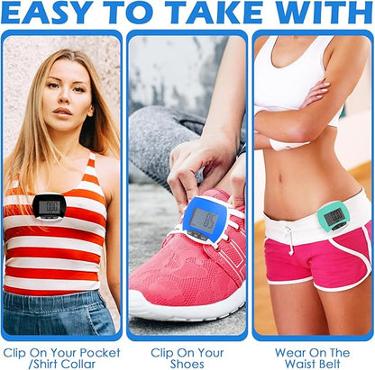 9 Pcs Simple Pedometers Bulk for Walking Steps and Miles Walking Step Counters with Calories Burned Portable Clip Step Tracker for Seniors Man Women Jogging Hiking Running