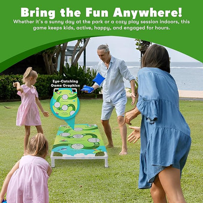 2-in-1 Cornhole Boards Set with Bean Bags & Toss Balls – Regulation Size Outdoor Game for Adults & Kids – Portable Backyard, Beach & Tailgate Lawn Game – Green & Blue Bean Bags Included