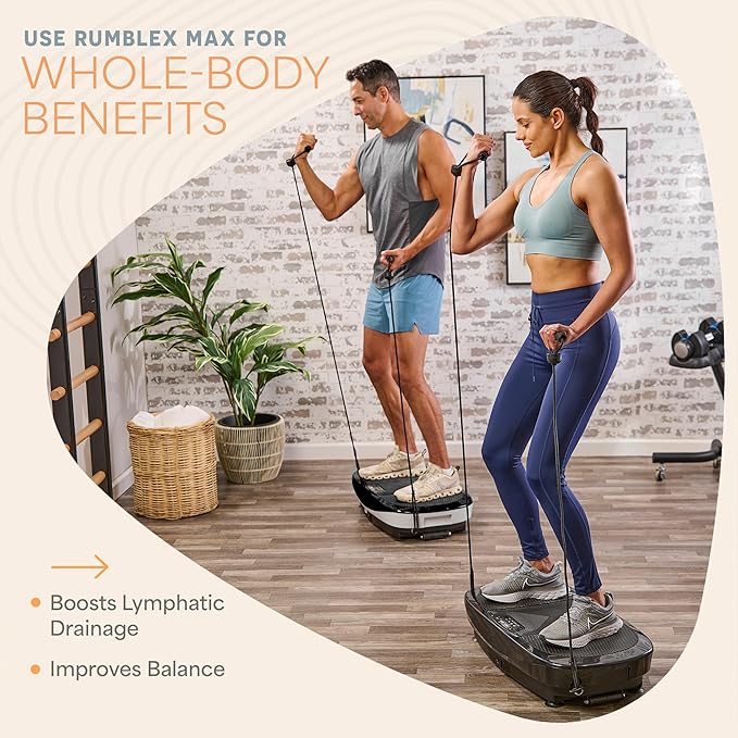Lifepro Rumblex Max 4D Black Vibration Plate Exercise Machine with Loop Resistance Bands for Home Fitness Shaping Training Recovery Tone & Strength