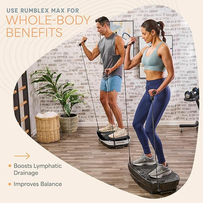 Lifepro Rumblex Max 4D Black Vibration Plate Exercise Machine with Loop Resistance Bands for Home Fitness Shaping Training Recovery Tone & Strength