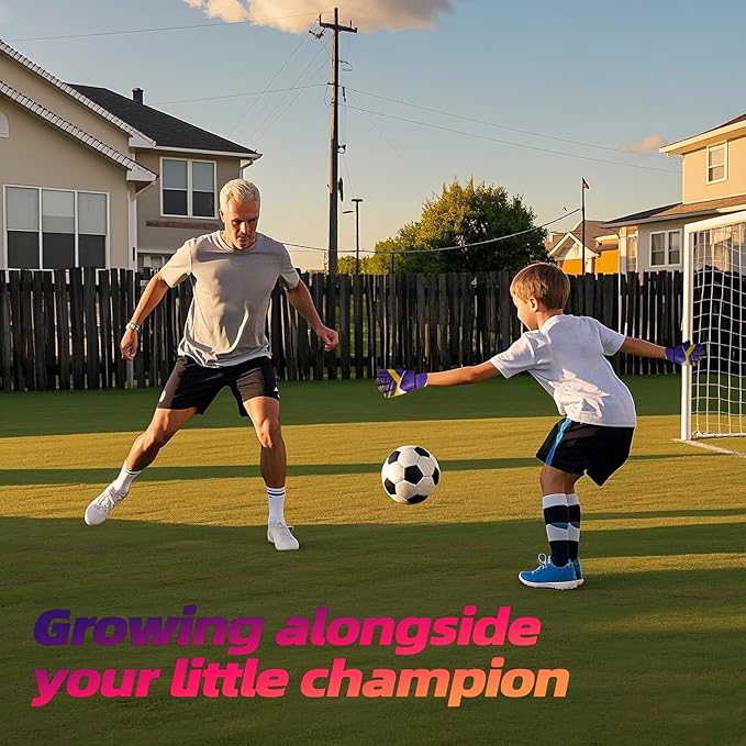 Sportout Kids Goalkeeper Gloves, Soccer Gloves with Double Wrist Protection and Non-Slip Wear Resistant Latex Material to Give Protection to Prevent Injuries