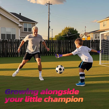 Sportout Kids Goalkeeper Gloves, Soccer Gloves with Double Wrist Protection and Non-Slip Wear Resistant Latex Material to Give Protection to Prevent Injuries