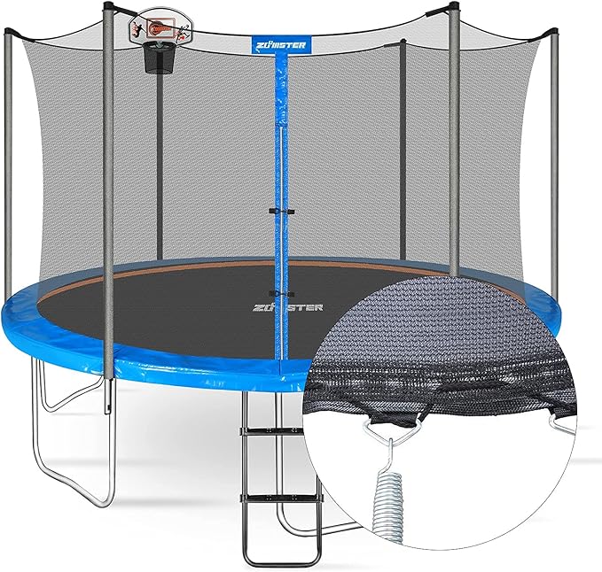 Trampoline Replacement Safety Enclosure Net for 6 Straight Poles Round Frame Trampolines, Breathable and Weather-Resistant Trampoline Net with Adjustable Straps (Net Only)