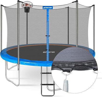 Trampoline Replacement Safety Enclosure Net for 6 Straight Poles Round Frame Trampolines, Breathable and Weather-Resistant Trampoline Net with Adjustable Straps (Net Only)