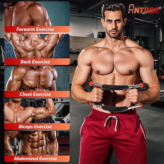 Twister Arm Trainer, 60-100lb Adjustable Chest Workout Bar, Power Twister Arm Trainer for Men, Chest Workout Equipment, Forearm Strengthener Arm Trainer