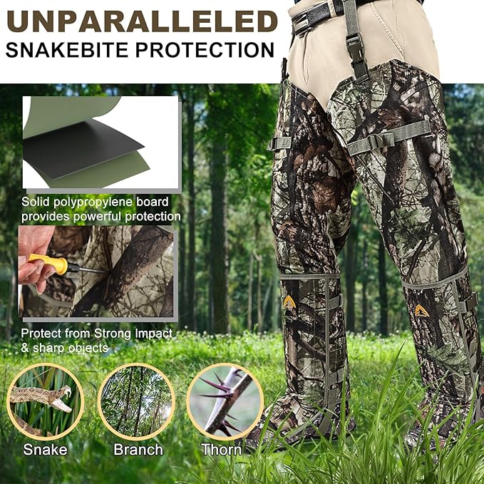 Snake Guard Chaps Waterproof Snake Chaps for Hunting Snake Bite Protection Gear Adjustable Size Snake Bite Protective Gaiters Anti-Snake Gaiters for Legs